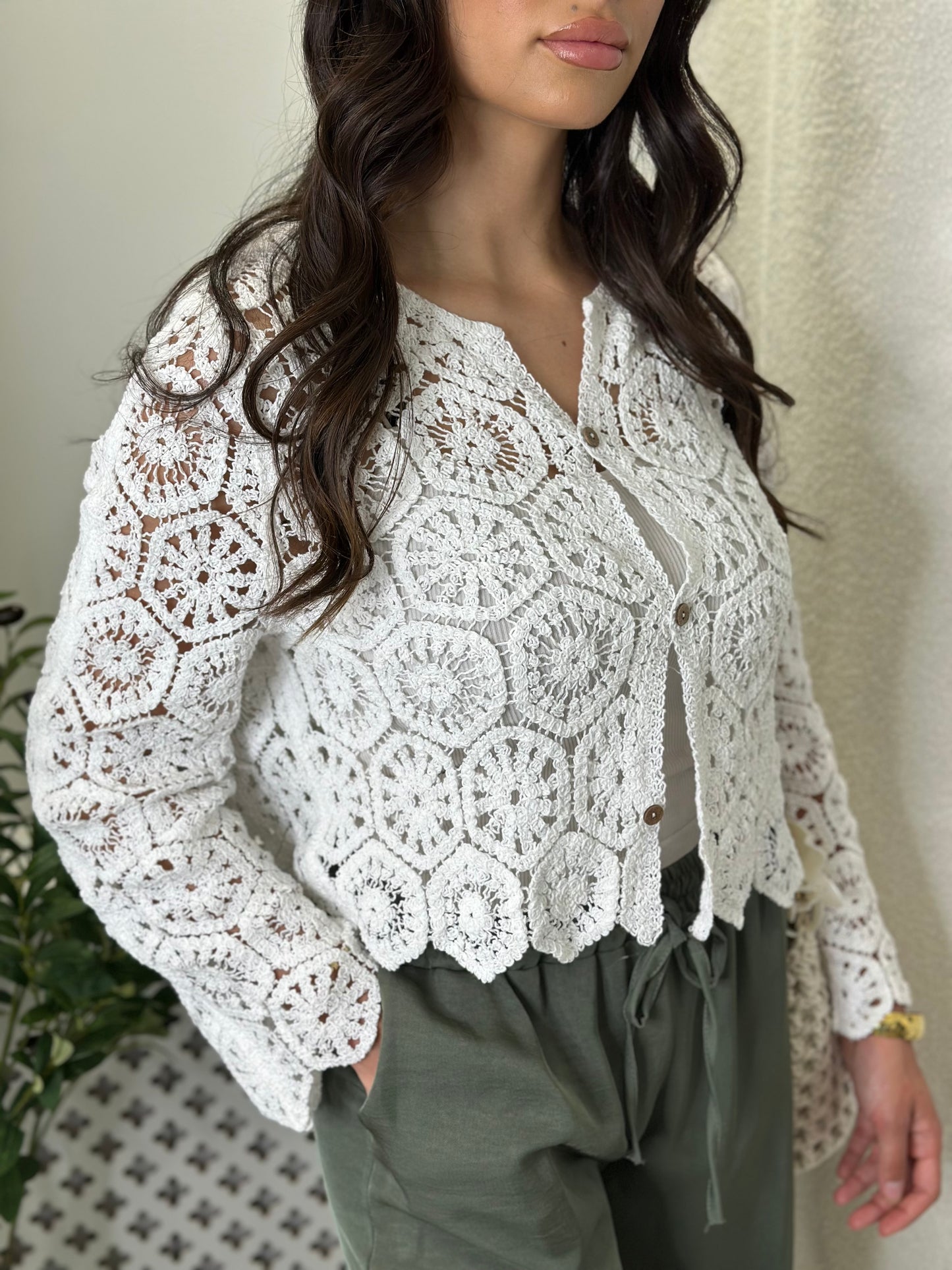 Gilet en crochet blanc
