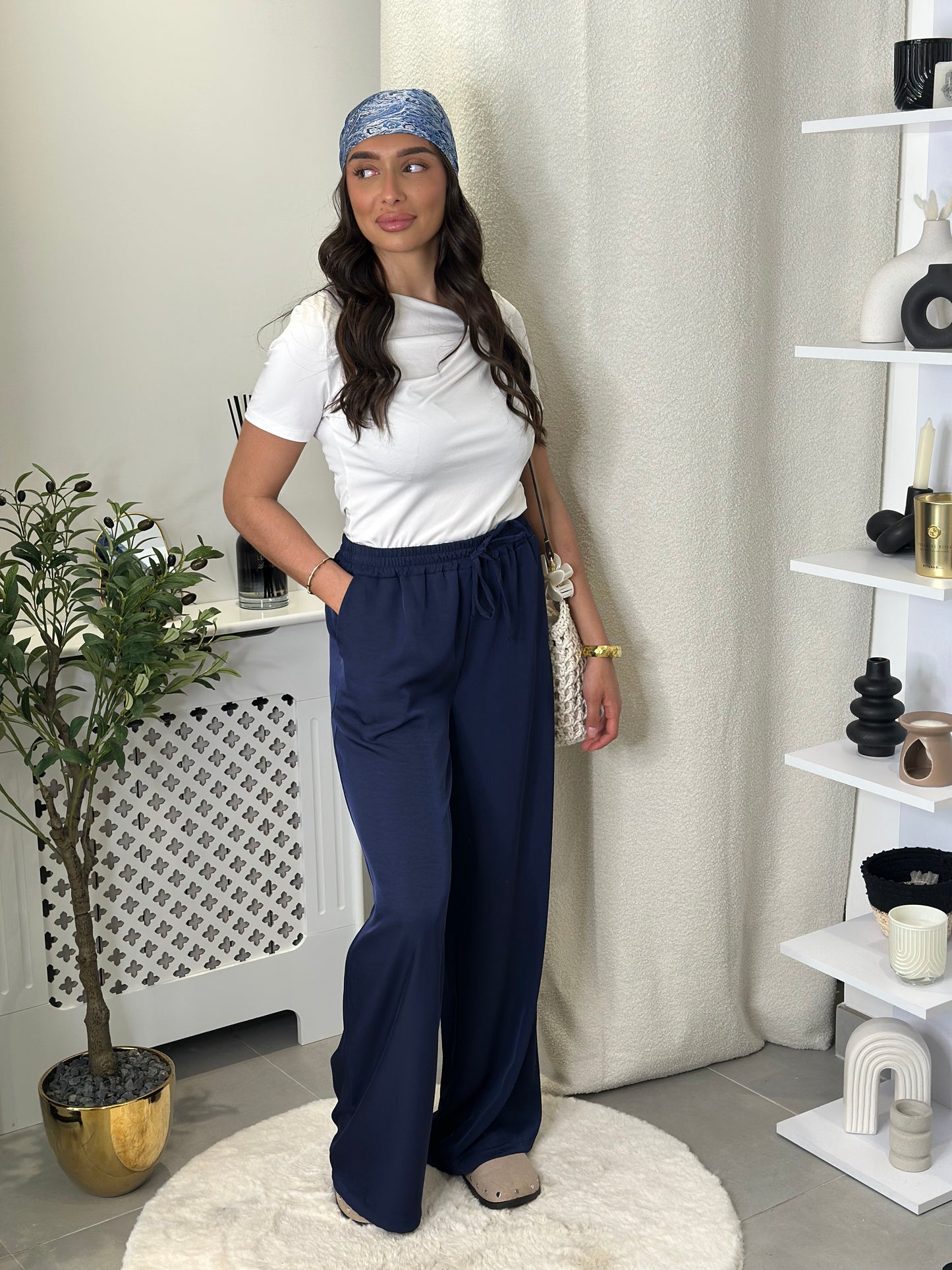 Pantalon fluide bleu marine
