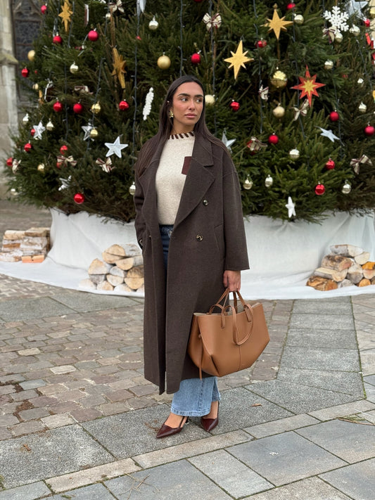 Manteau PRENIUM laine chocolat