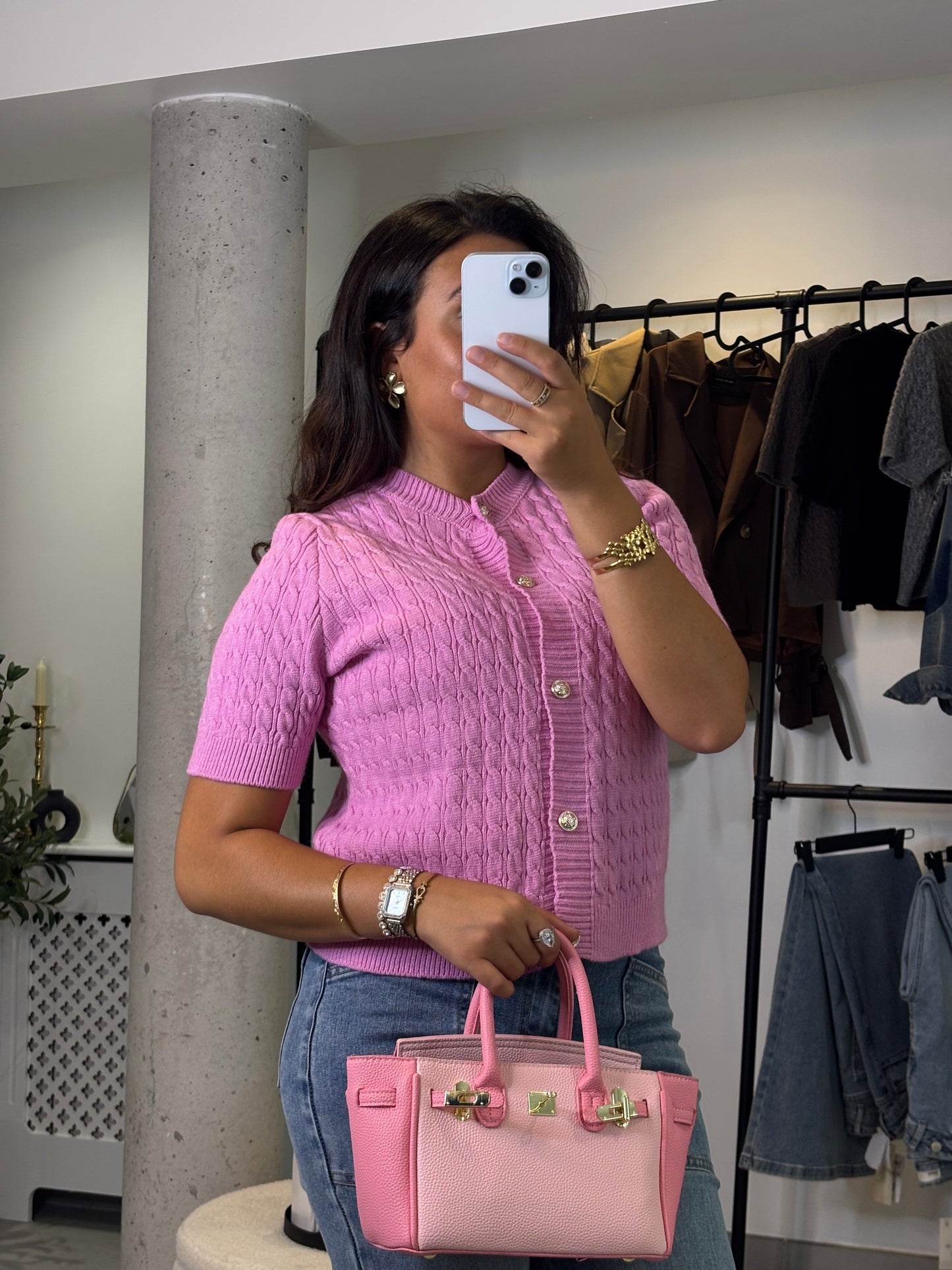 Gilet en maille rose