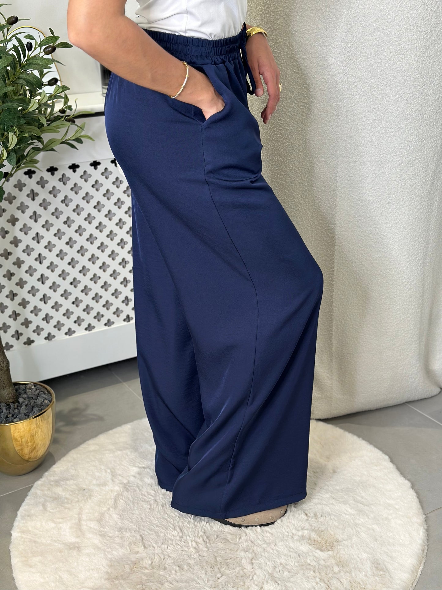 Pantalon fluide bleu marine