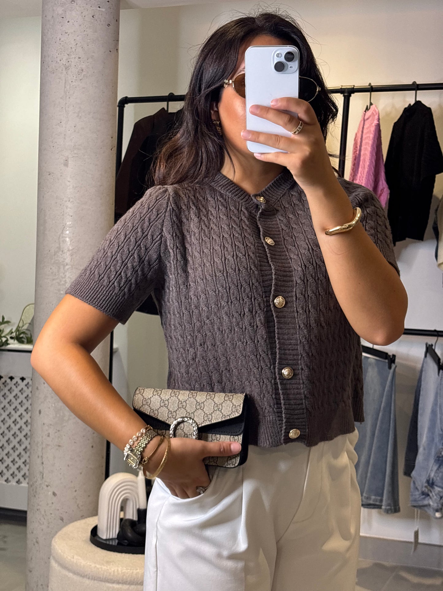 Gilet en maille taupe