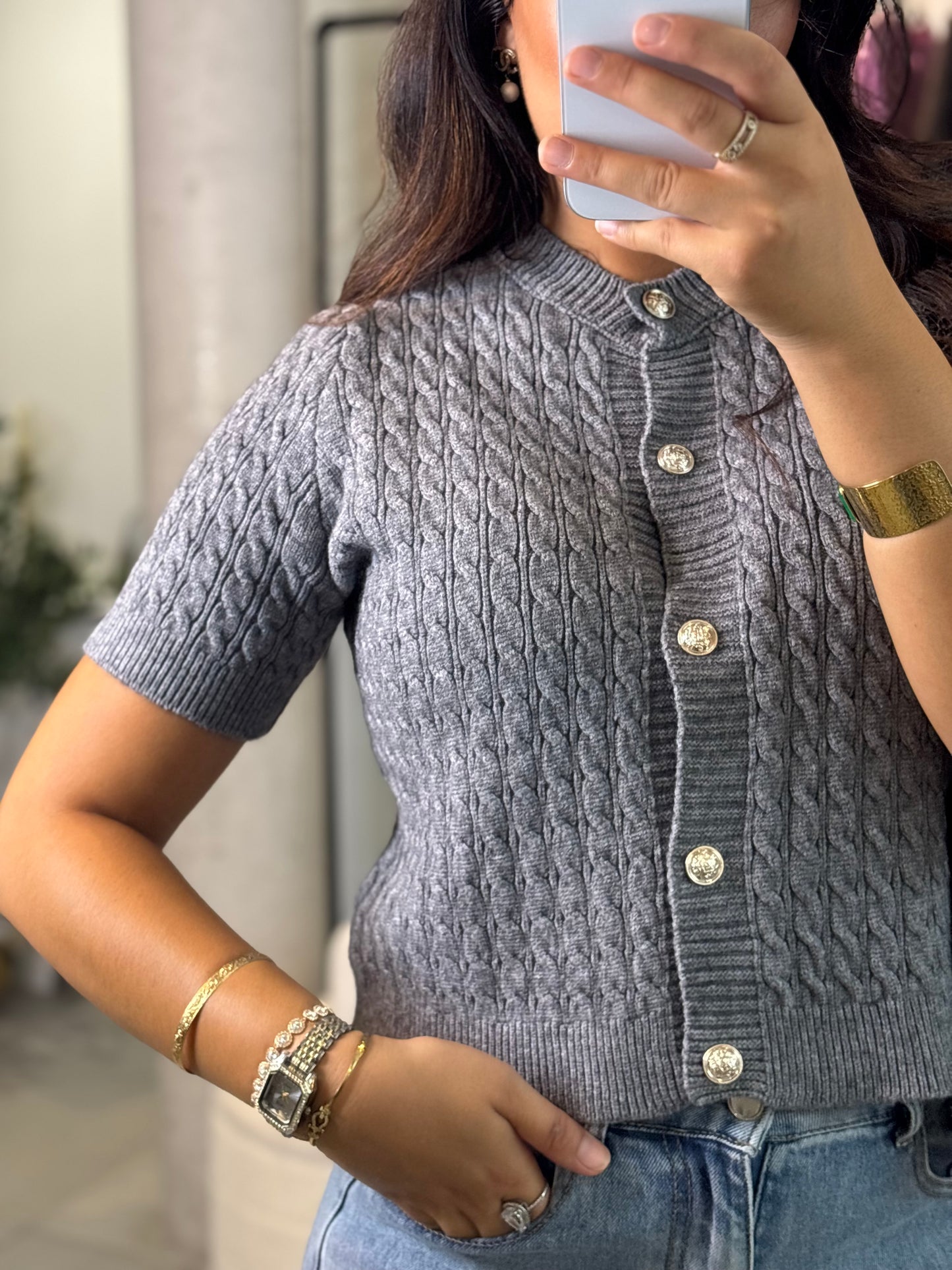 Gilet en maille gris