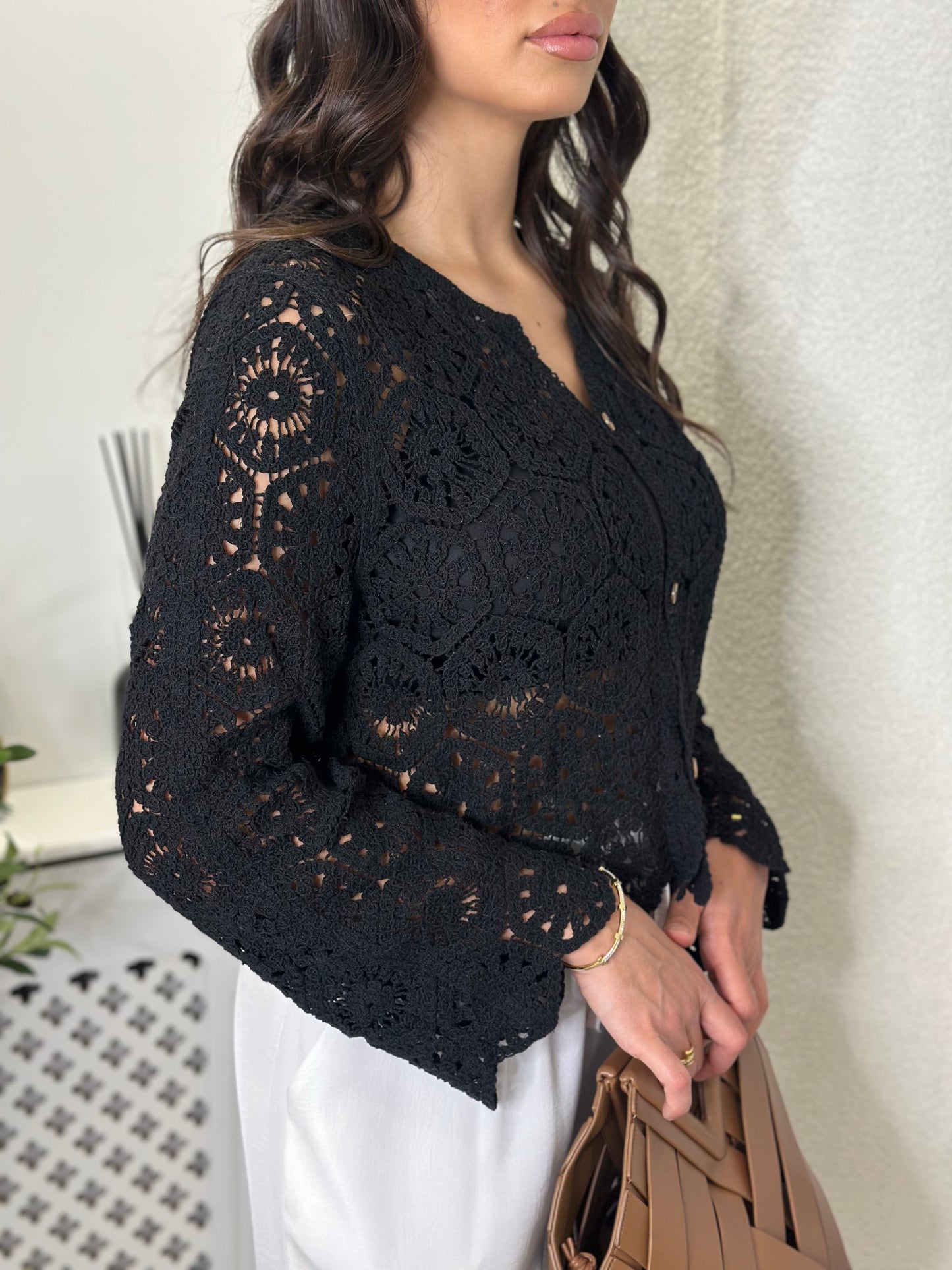 Gilet en crochet noir