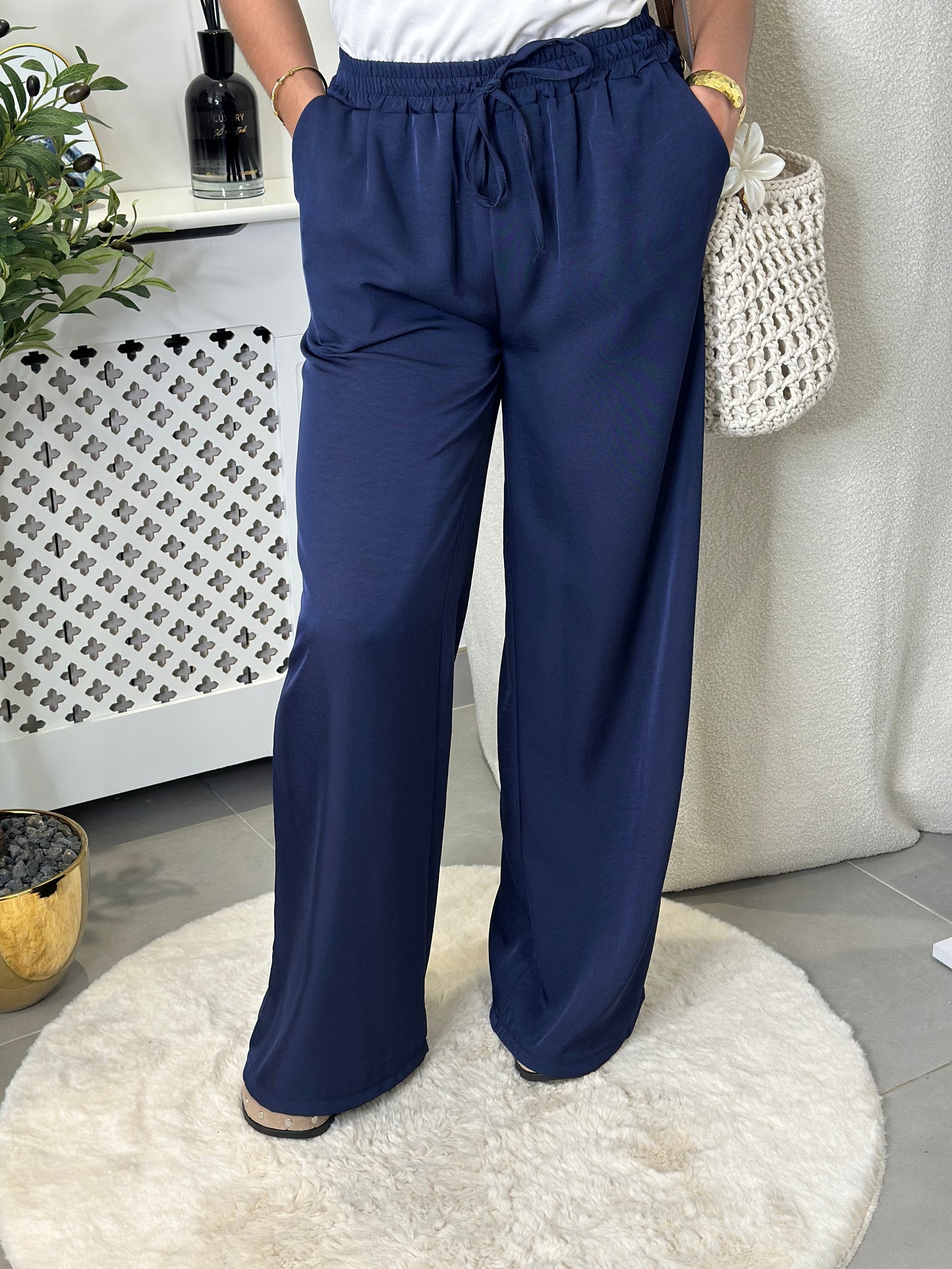 Pantalon fluide bleu marine