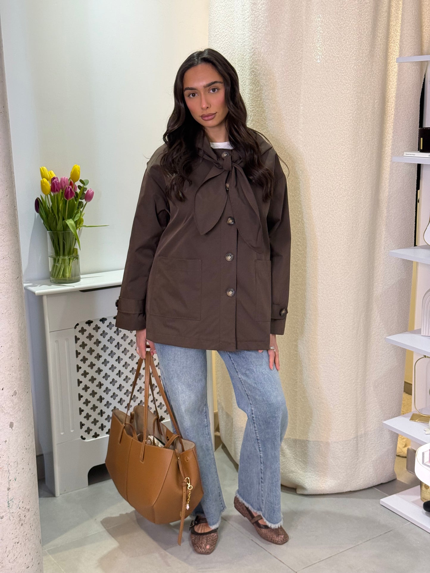 Parka nouée marron