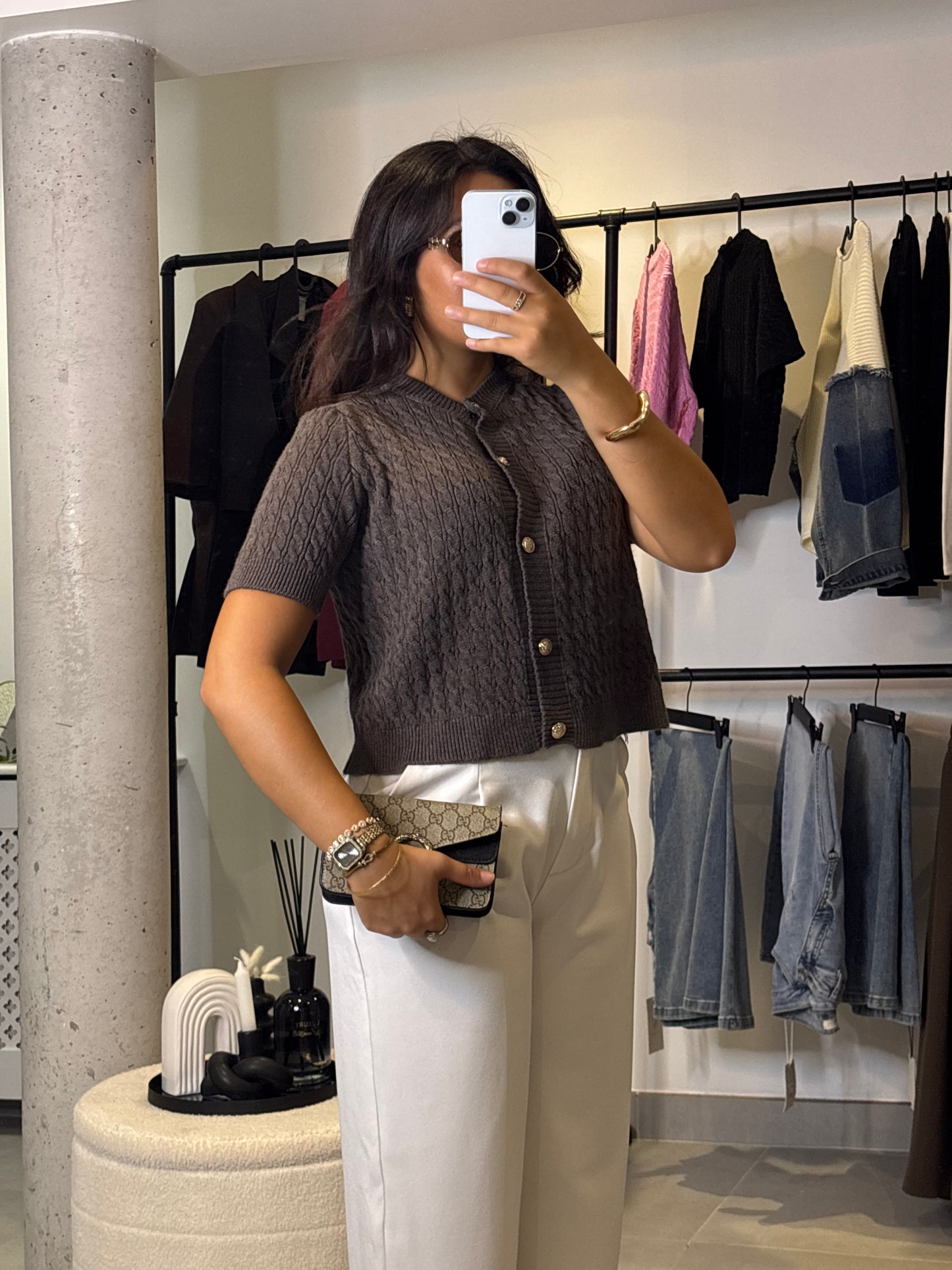 Gilet en maille taupe