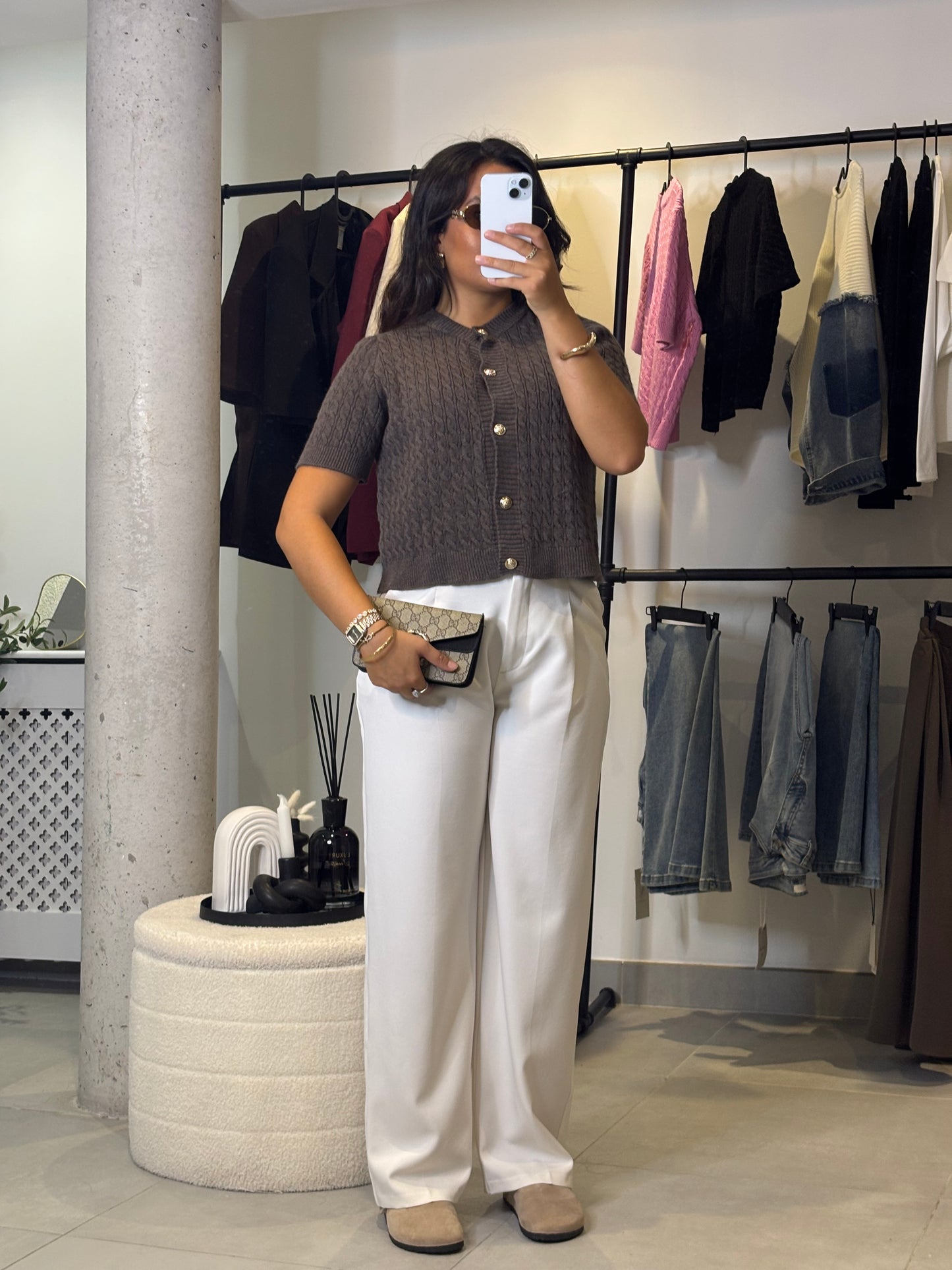 Gilet en maille taupe