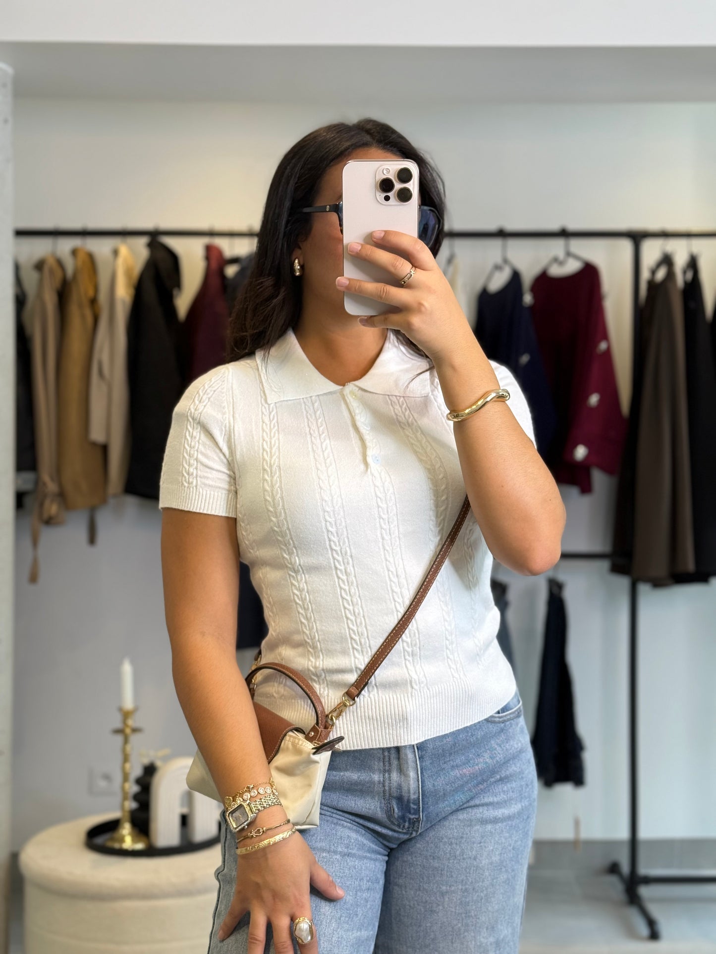 Polo Shiny blanc