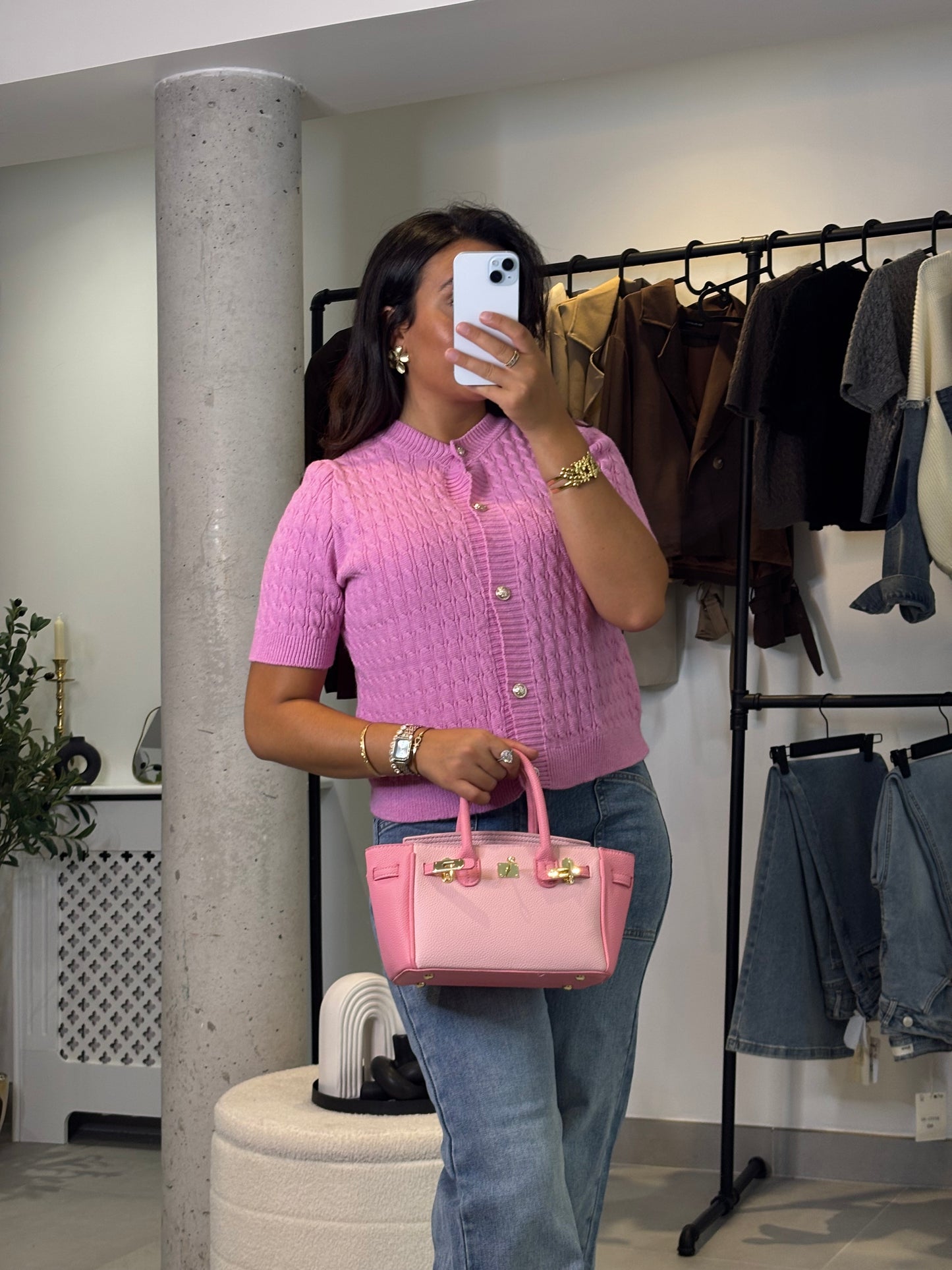 Gilet en maille rose