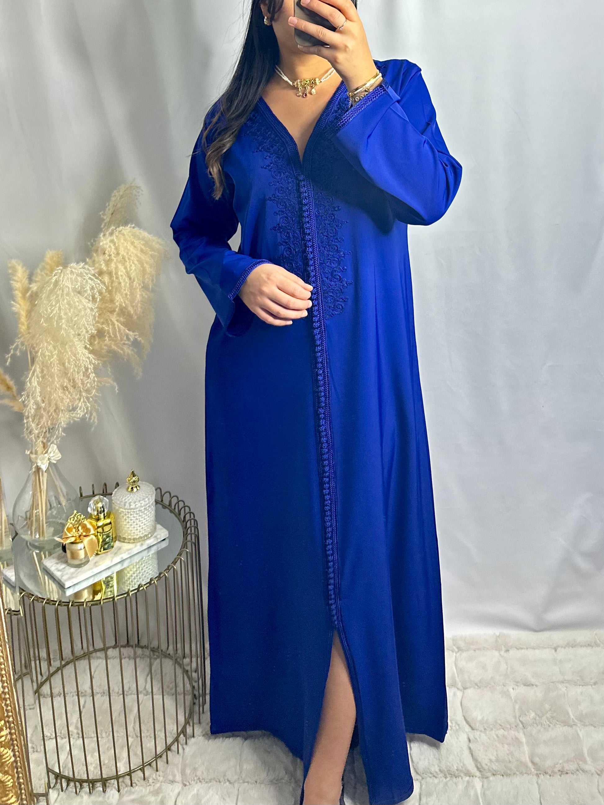Caftan Maroc Caftan Mlifa Sans Ceinture Caftan Kimono Zayna Bleu