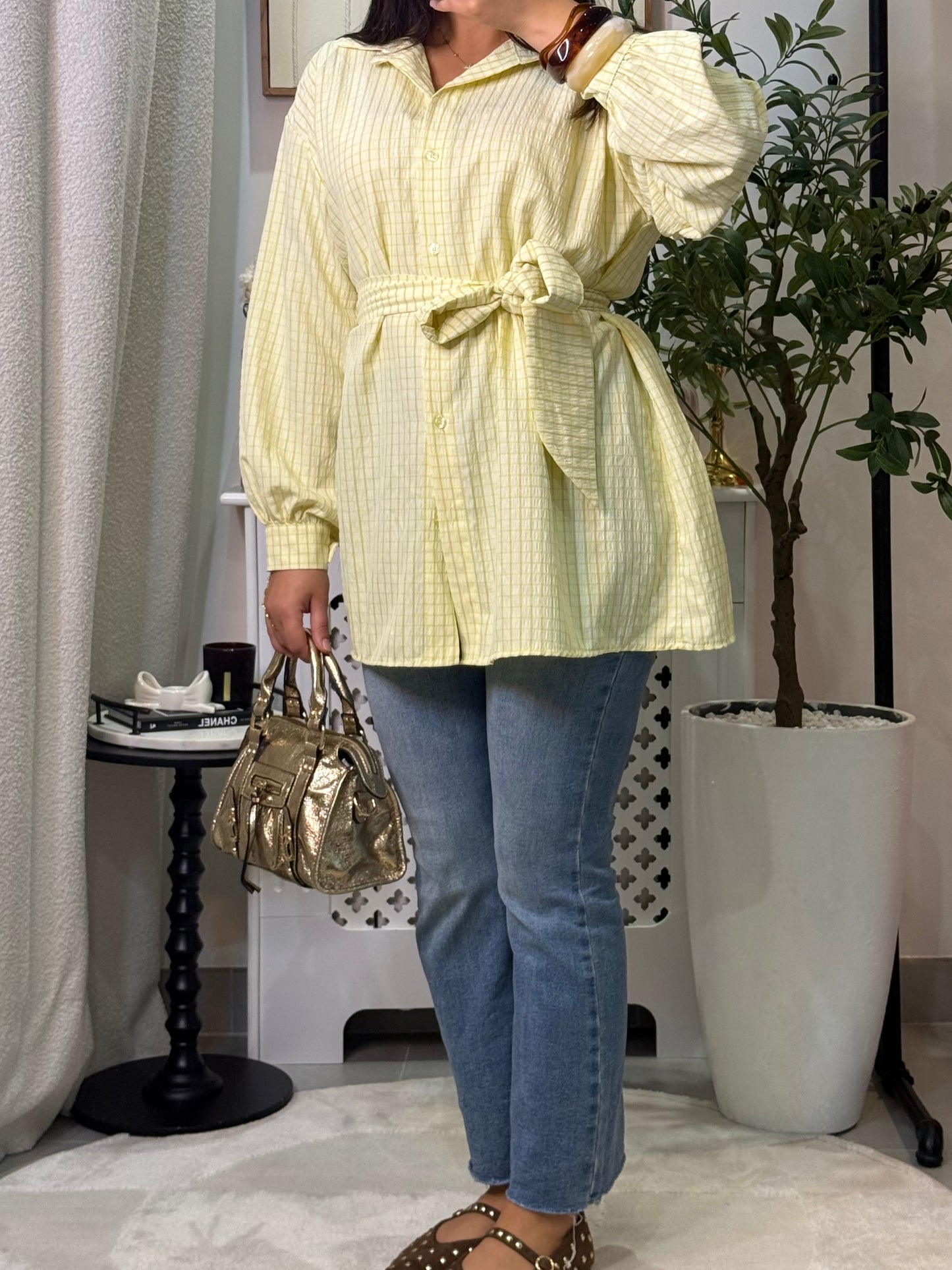 Chemise à carreaux jaune