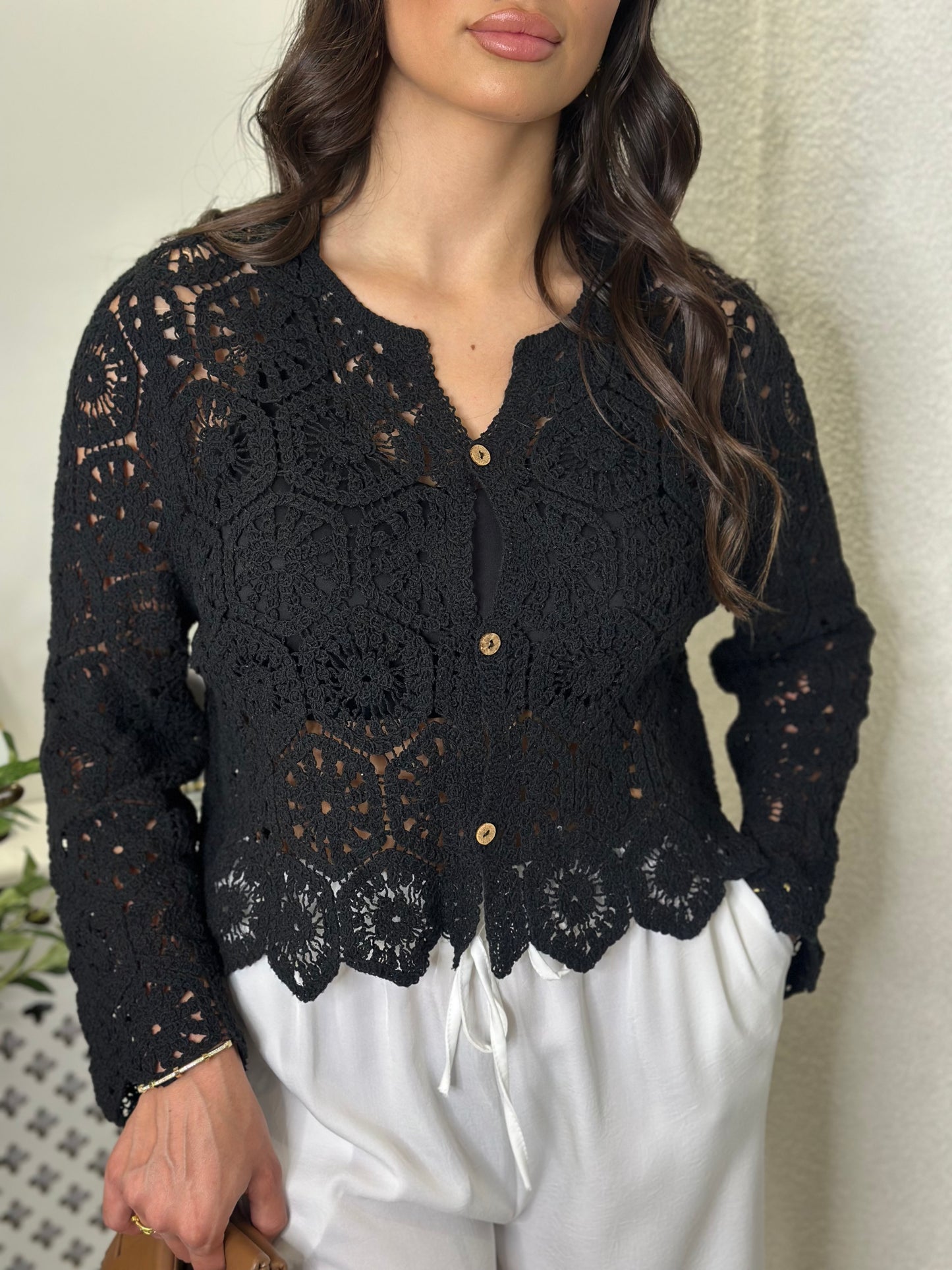Gilet en crochet noir