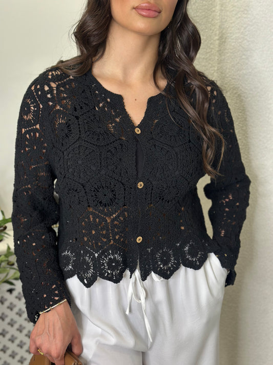 Gilet en crochet noir