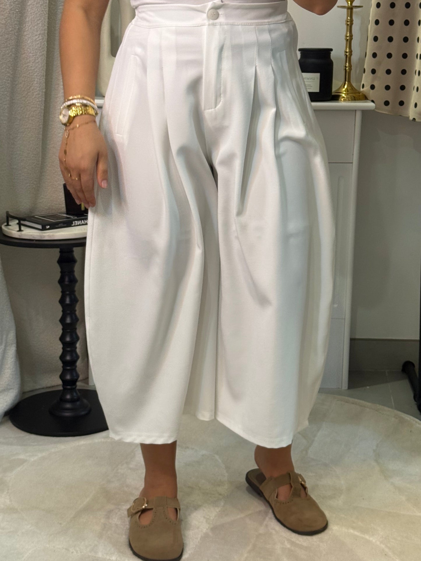 Pantalon 3/4 ballon blanc