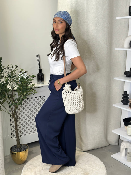 Pantalon fluide bleu marine