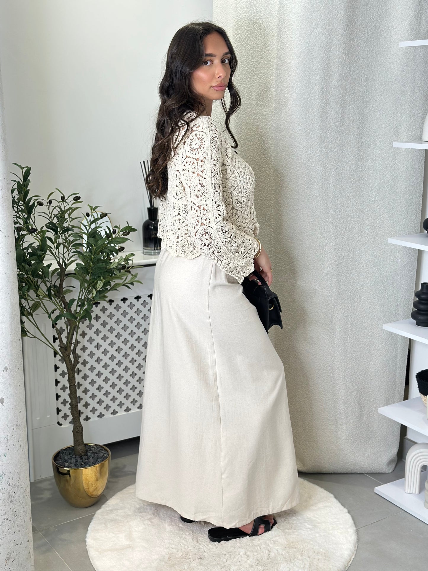 Gilet en crochet beige