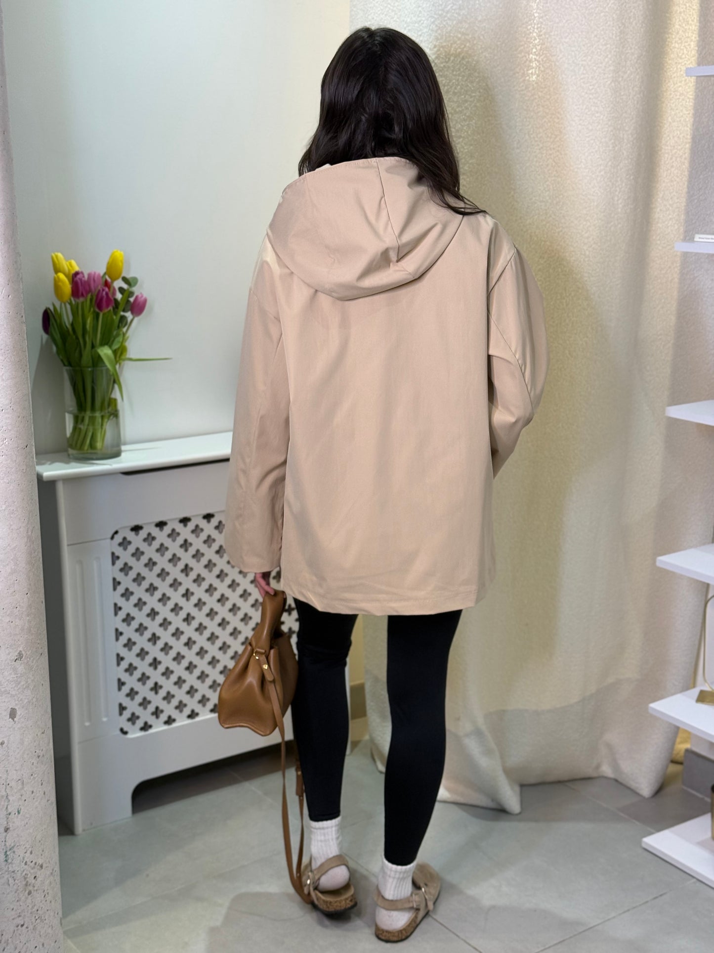Parka nouée beige
