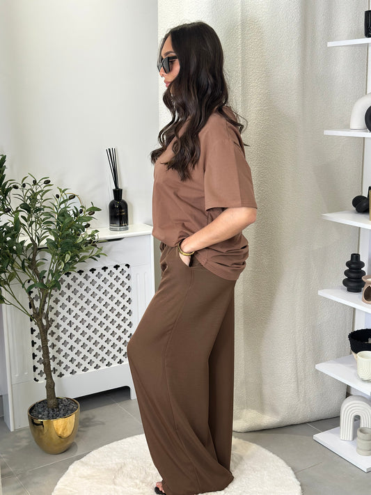 Pantalon fluide marron