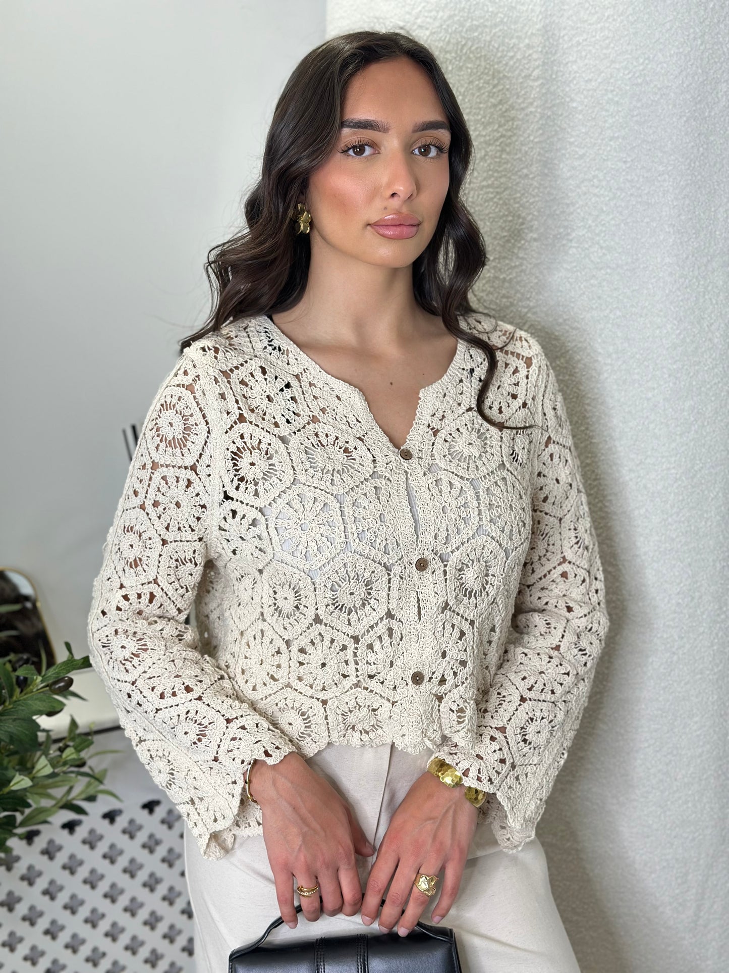 Gilet en crochet beige