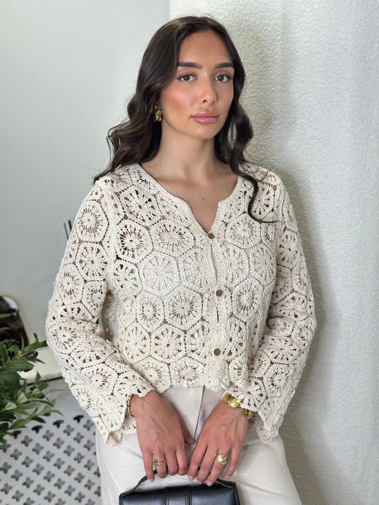 Gilet en crochet beige