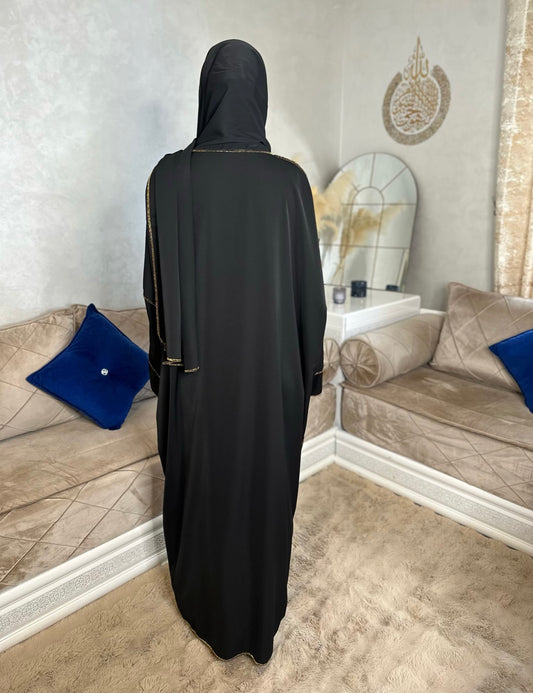 Abaya voile intégré soie de médine noire