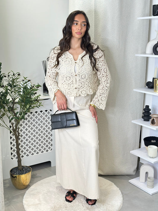 Gilet en crochet beige