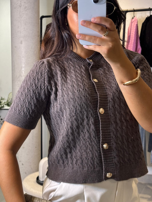 Gilet en maille taupe