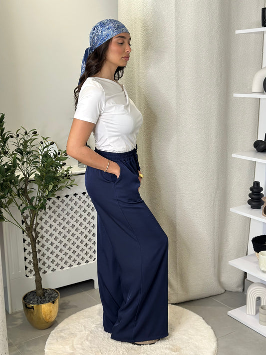 Pantalon fluide bleu marine