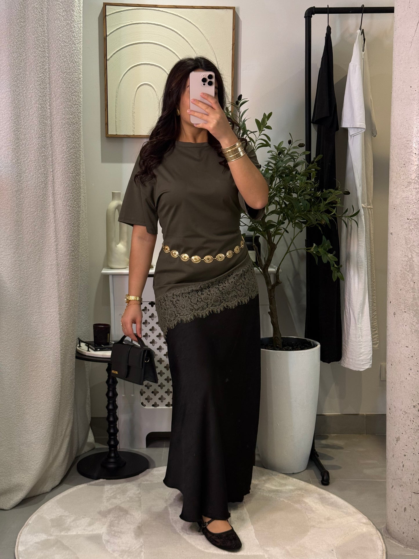 T-shirt Dentella kaki