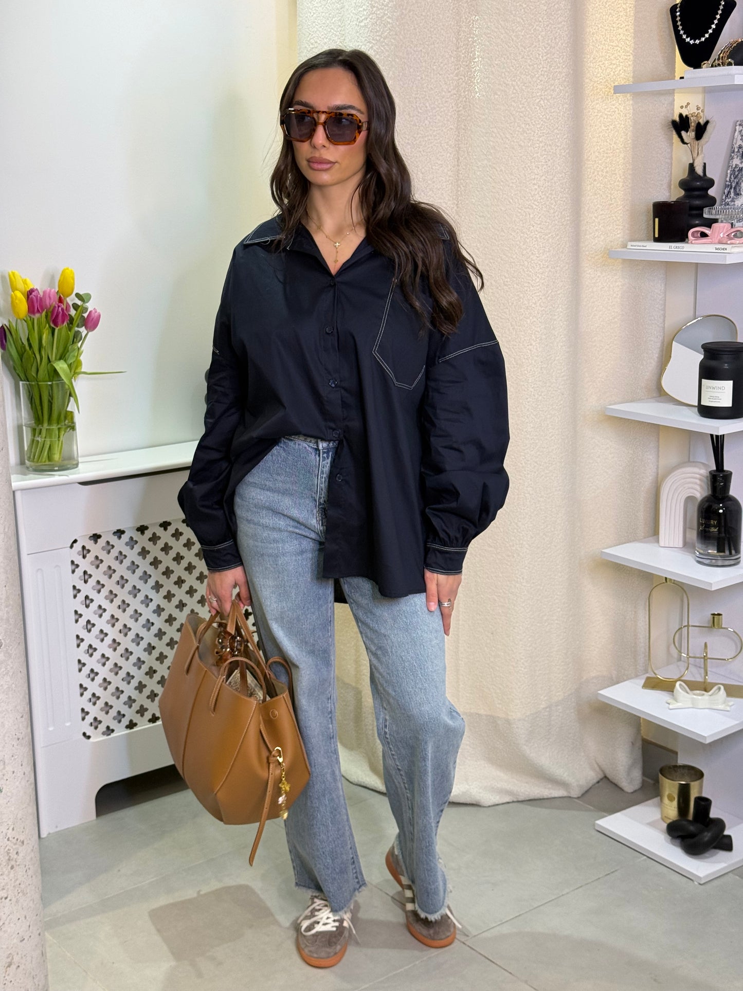 Chemise Couture bleu marine