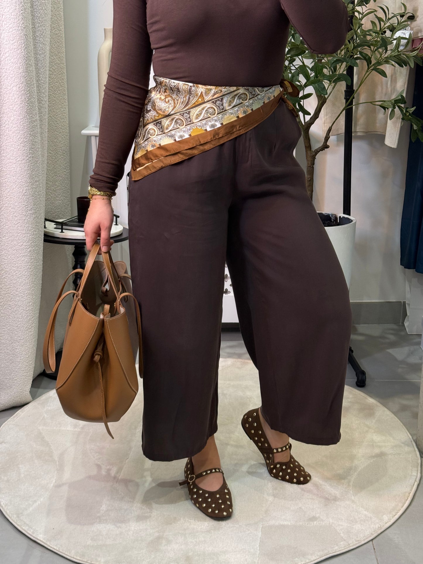 Pantalon 3/4 marron