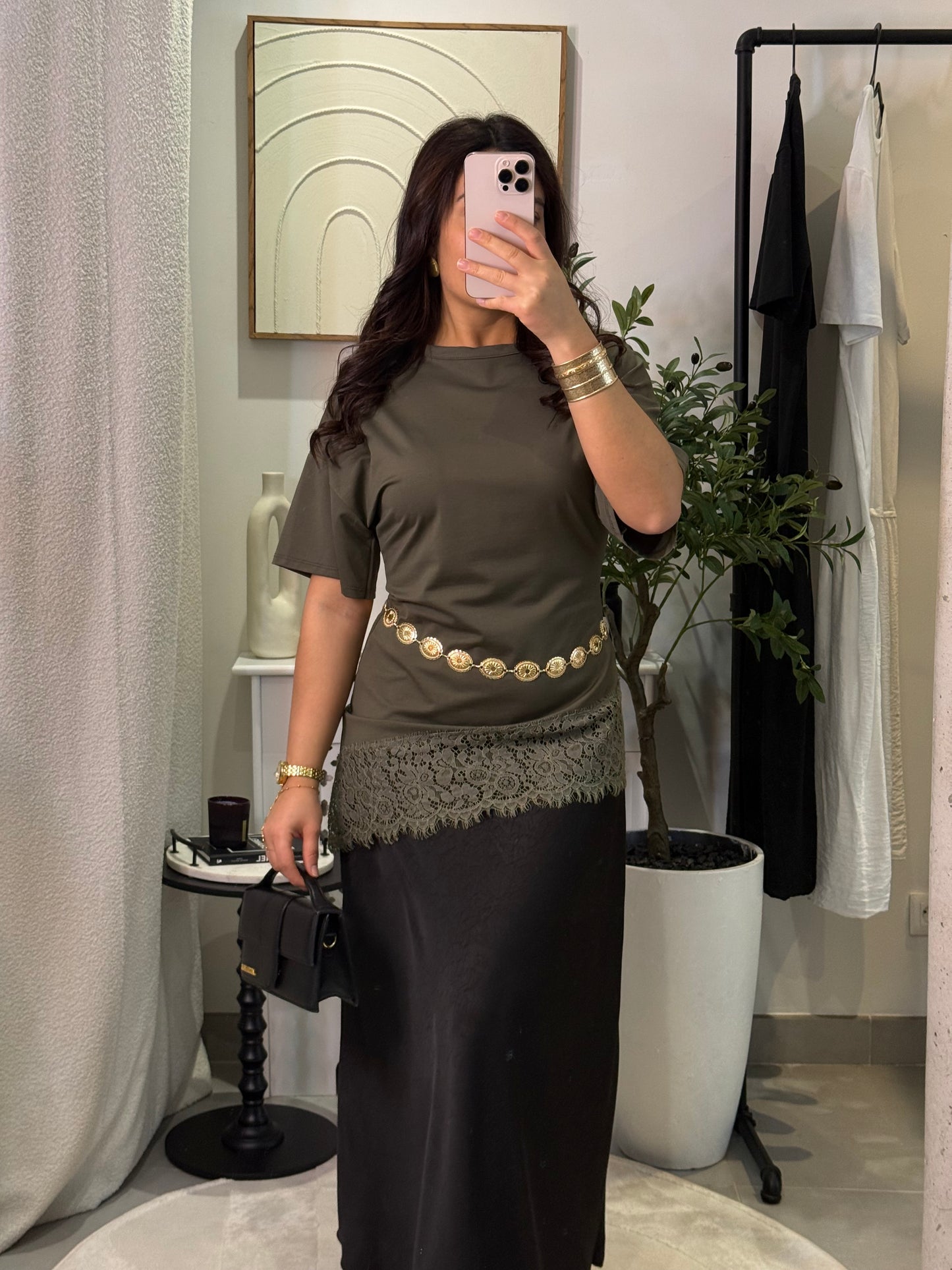 T-shirt Dentella kaki