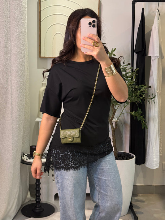 T-shirt Dentella noir