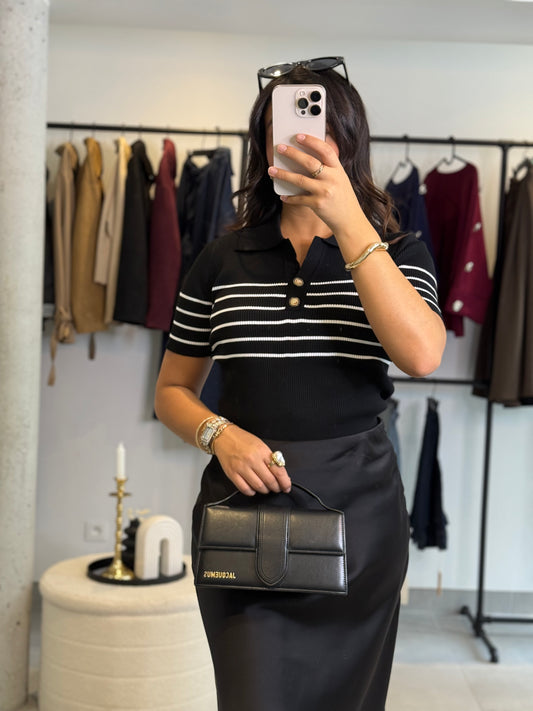 Polo marinière noir