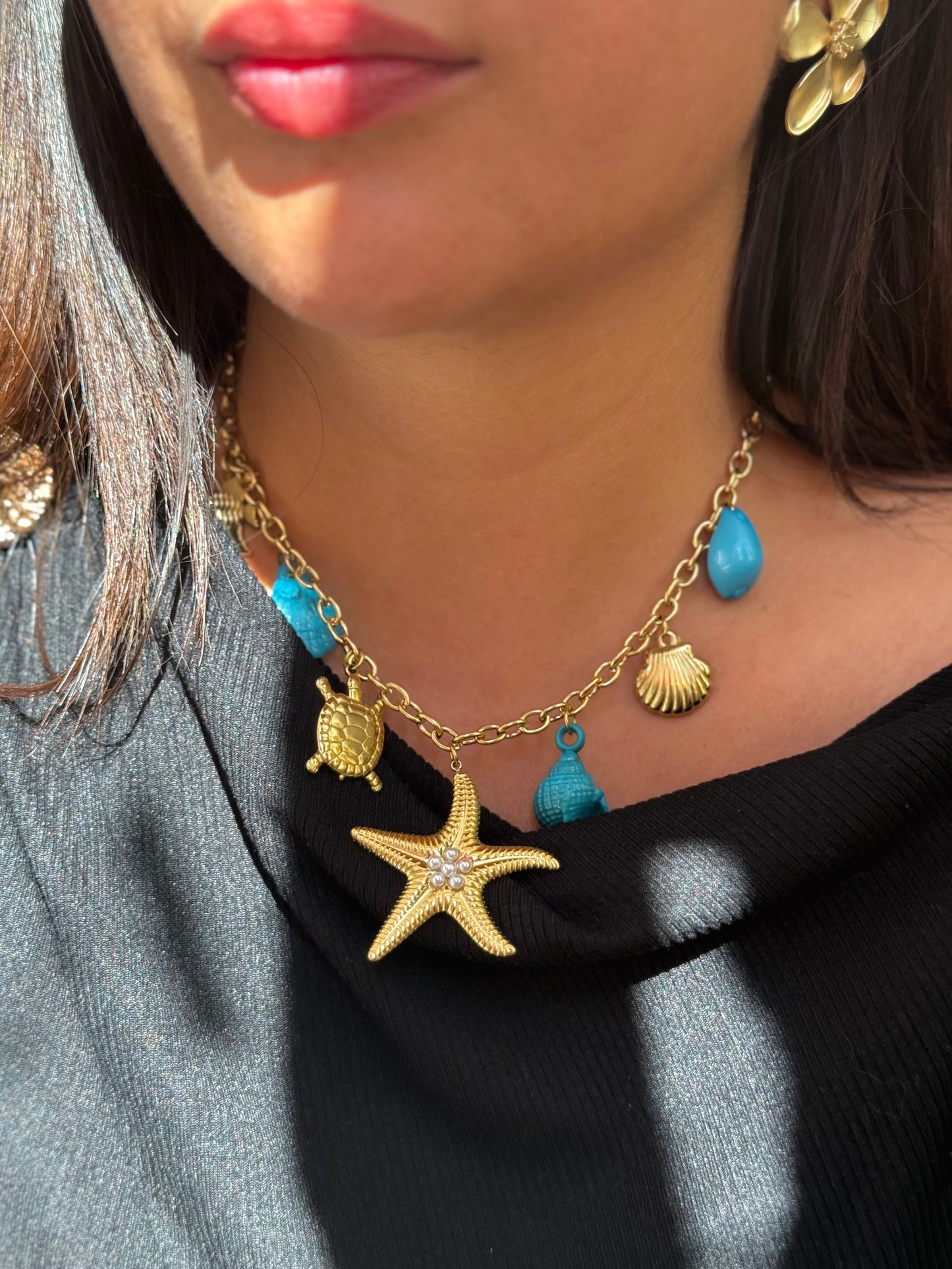 Collier breloques coquillage