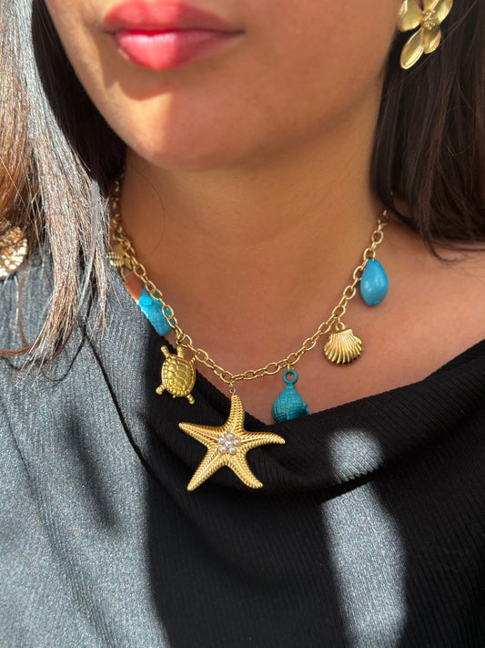 Collier breloques coquillage