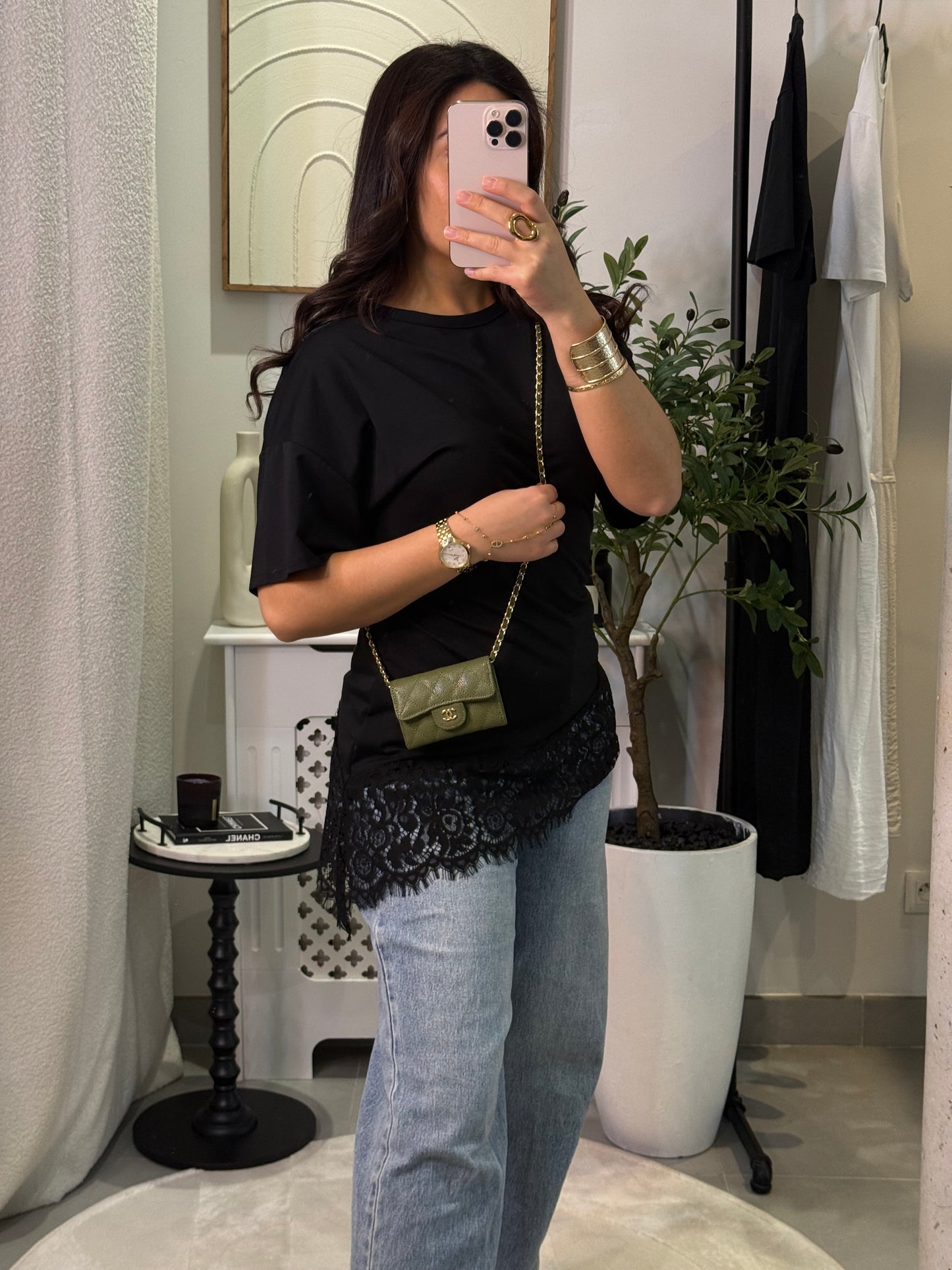 T-shirt Dentella noir