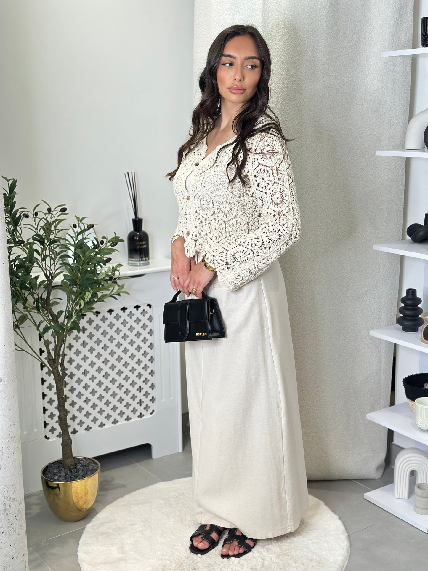 Gilet en crochet beige