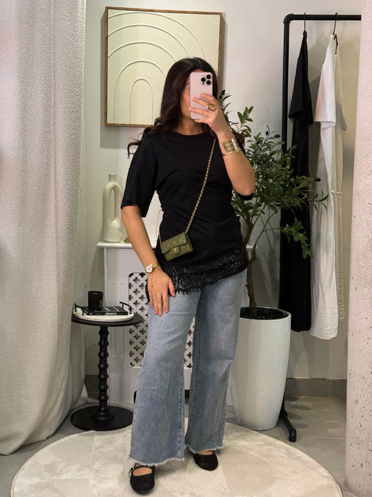 T-shirt Dentella noir