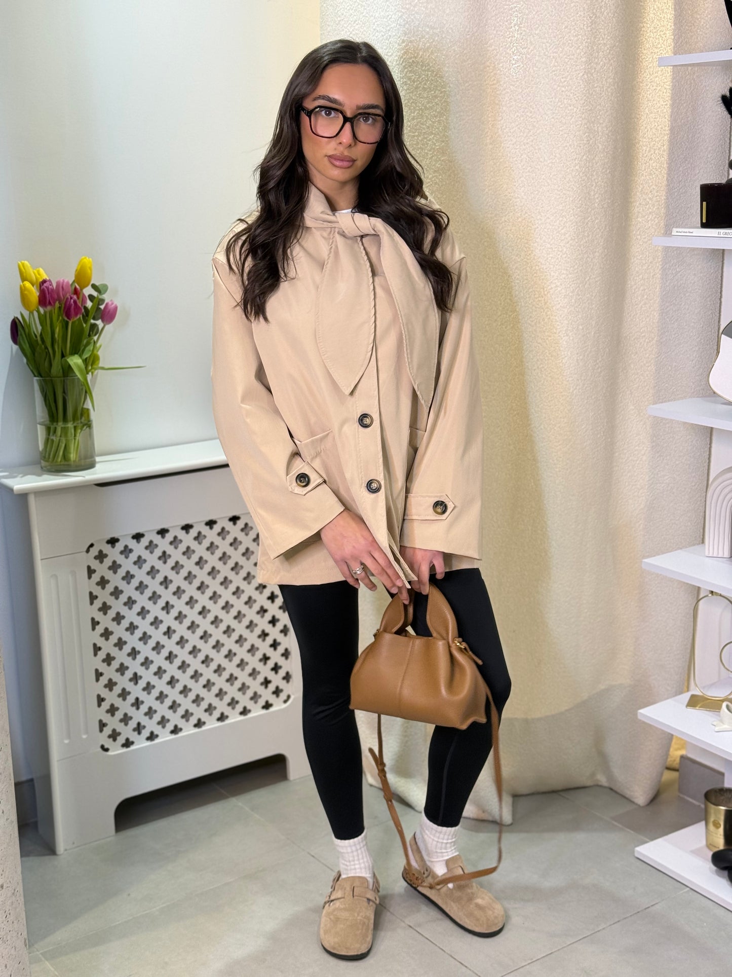Parka nouée beige